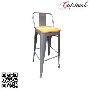 TABOURET INDUSTRIEL METALIQUE AVEC DOSSERET -  - TABOURET