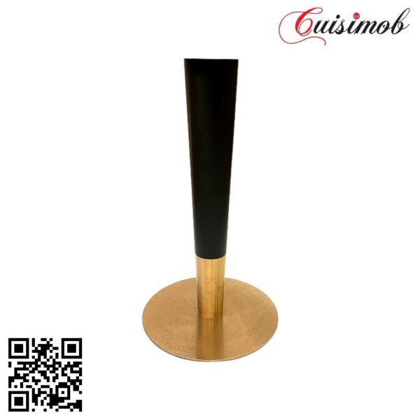 PIED ROND TIGE NOIR FORME V BASE GOLD - PIED DE TABLE