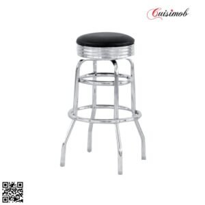 TABOURET EN INOX ET SIMILI CUIR DG-6P7A